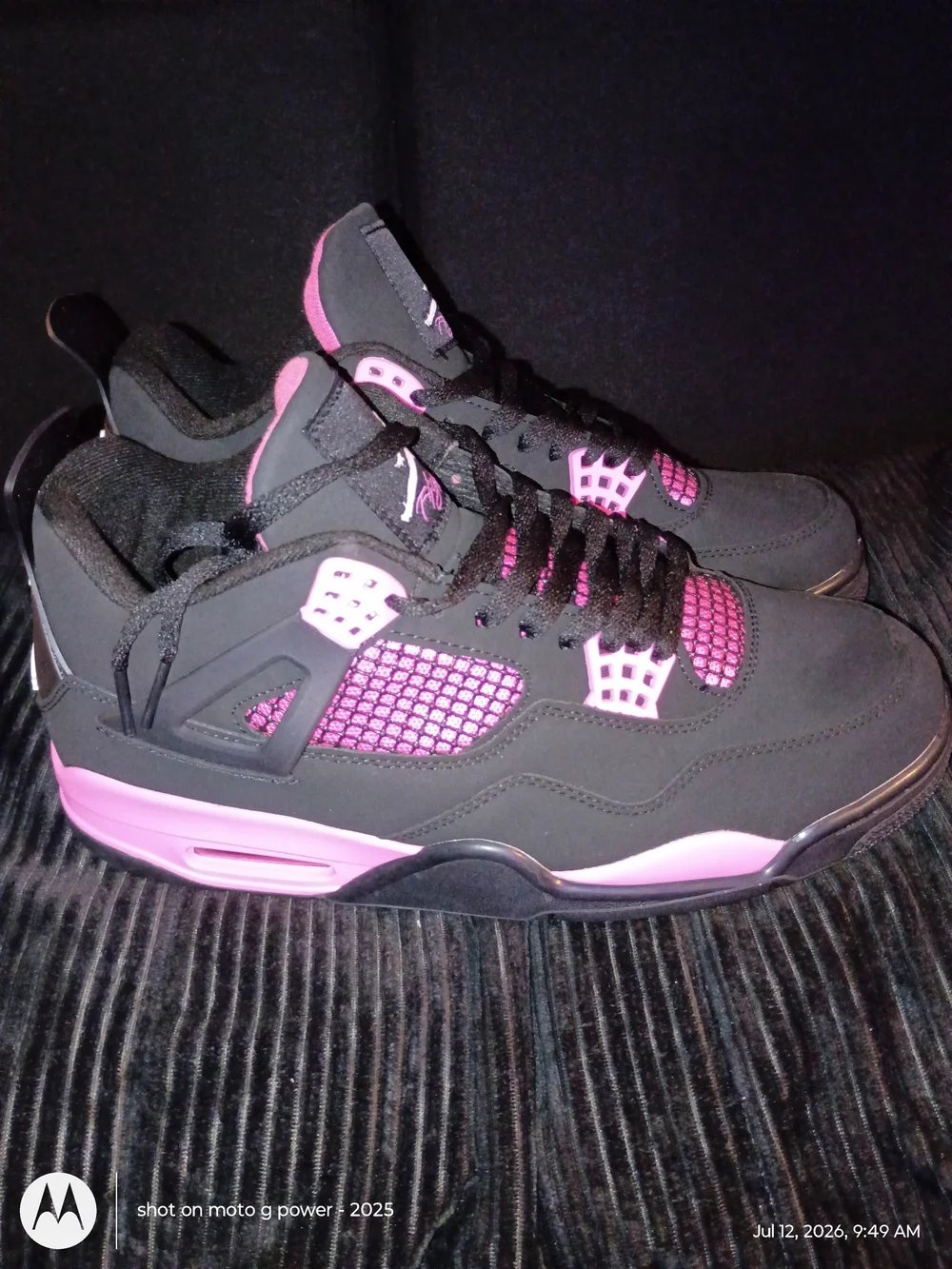 Air Jordan 4 Retro Black Pink Men's Pink Panther Jordan 4s Sneakers
